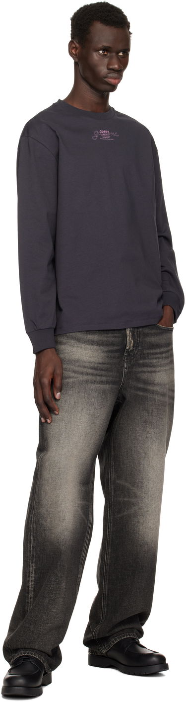 Tričko GANNI GANNI Future Heavy Jersey Long Sleeve Tee Šedá | T4065, 3