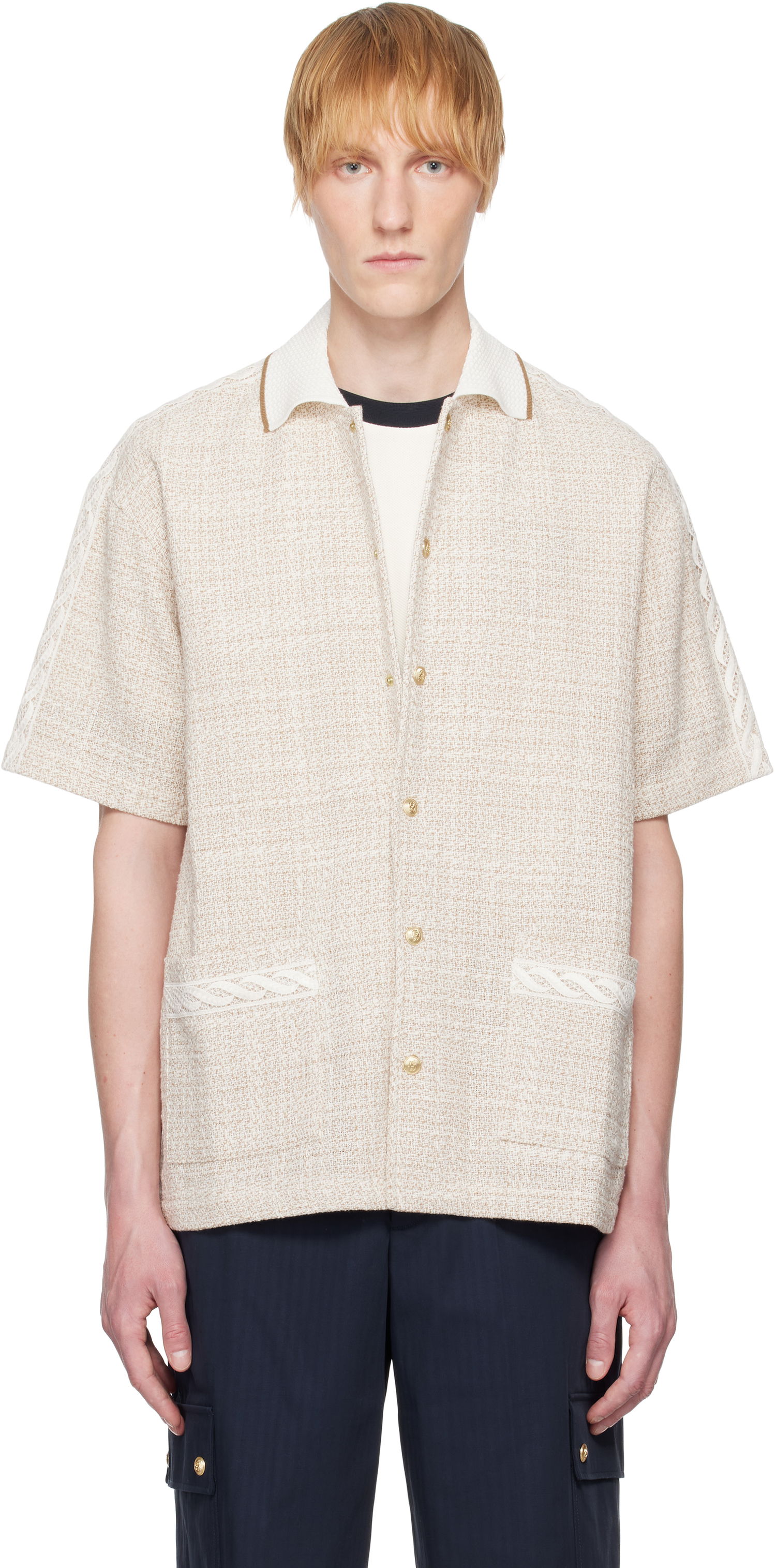 Košeľa Drôle de Monsieur Drôle De Monsieur 'La Chemise Tweed' Button-Up Shirt Béžová | G-SH216-CO186-BG, 0