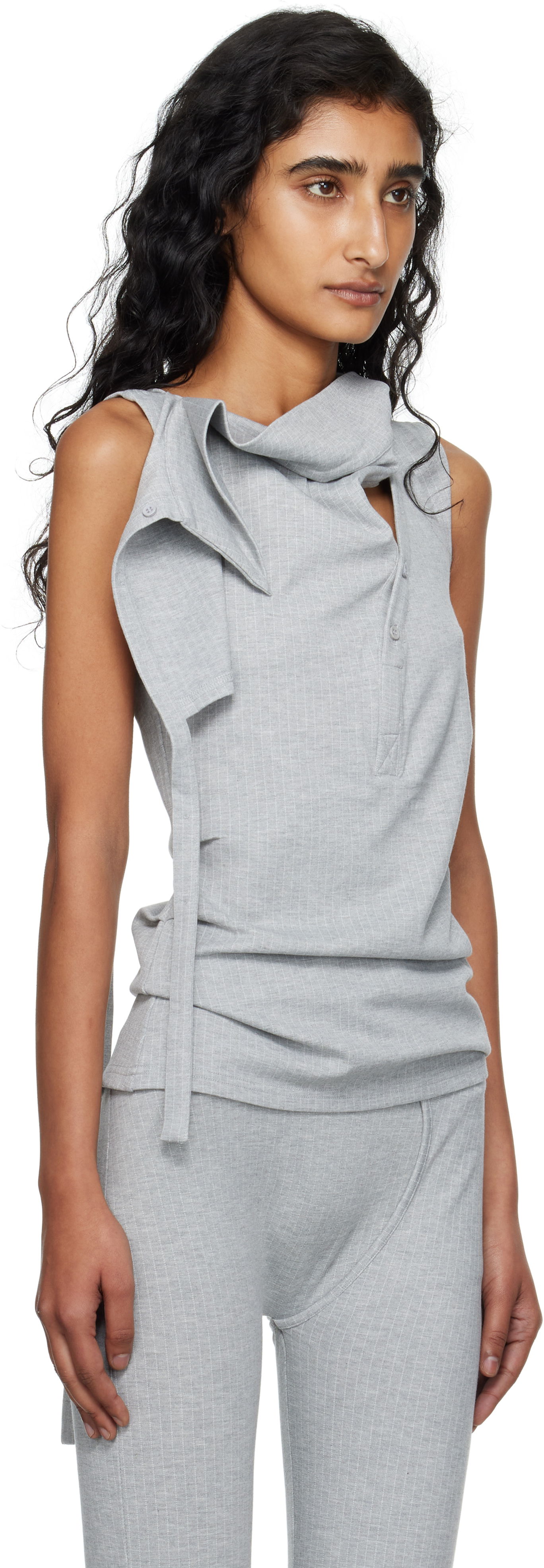 Tielko Ottolinger Ottolinger Ada Sleeveless Pinstripe Top Šedá | 102-106004-02, 1