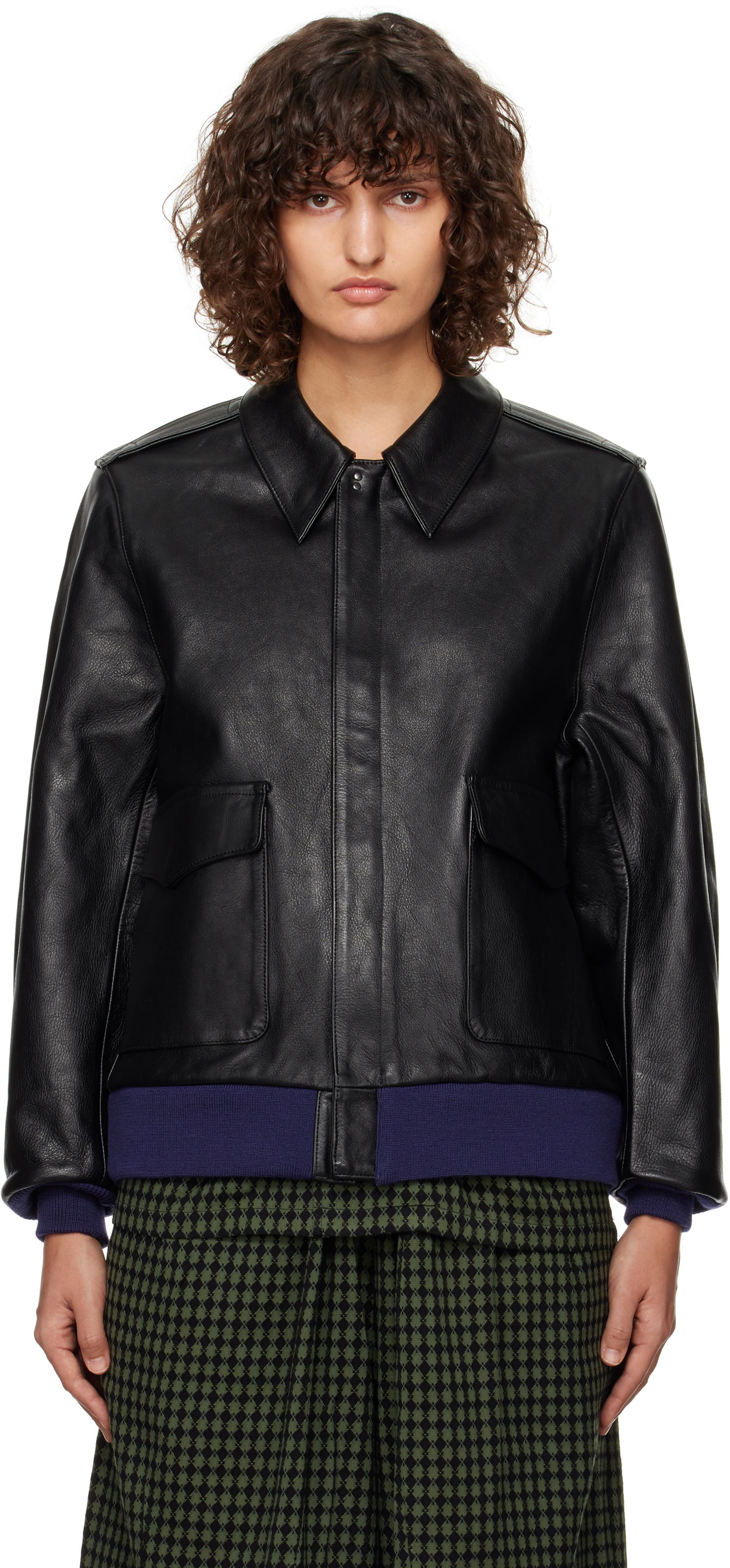 Bomber bunda Needles Leather Čierna | PU082, 0