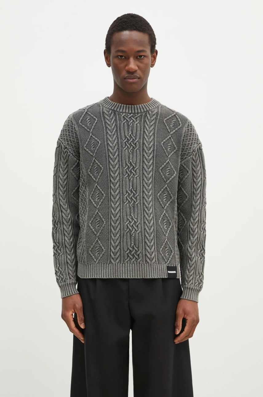 Sveter Neighborhood NEIGHBORHOOD Cable Knit Sweater Šedá | 24213NH.KNM01, 0