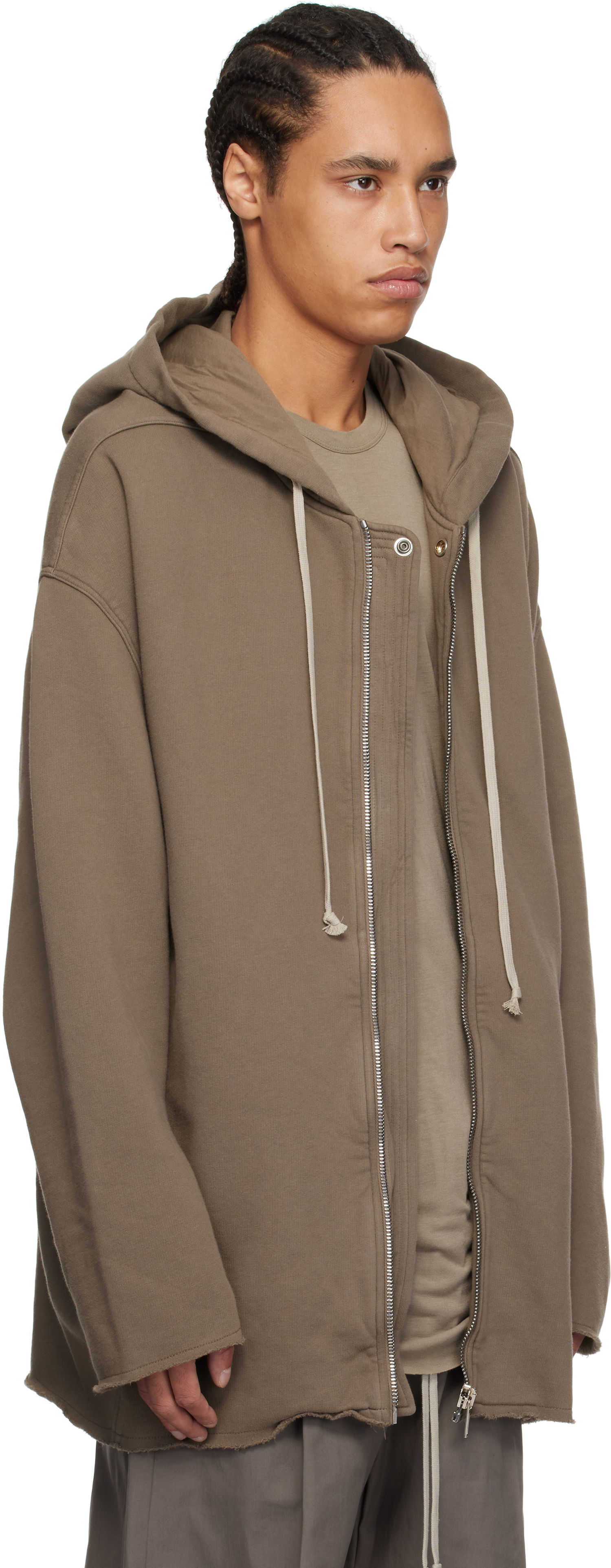 Mikina Rick Owens Rick Owens DRKSHDW Hollywood Peter Zip-Up Hoodie Hnedá | DU01E3289 F, 1