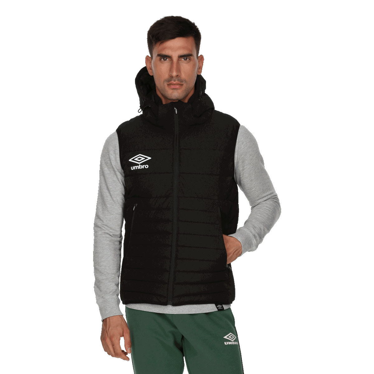 Vesta Umbro Essentials Hooded Sleeveless Puffer Vest Čierna | UMA243M500-01, 0