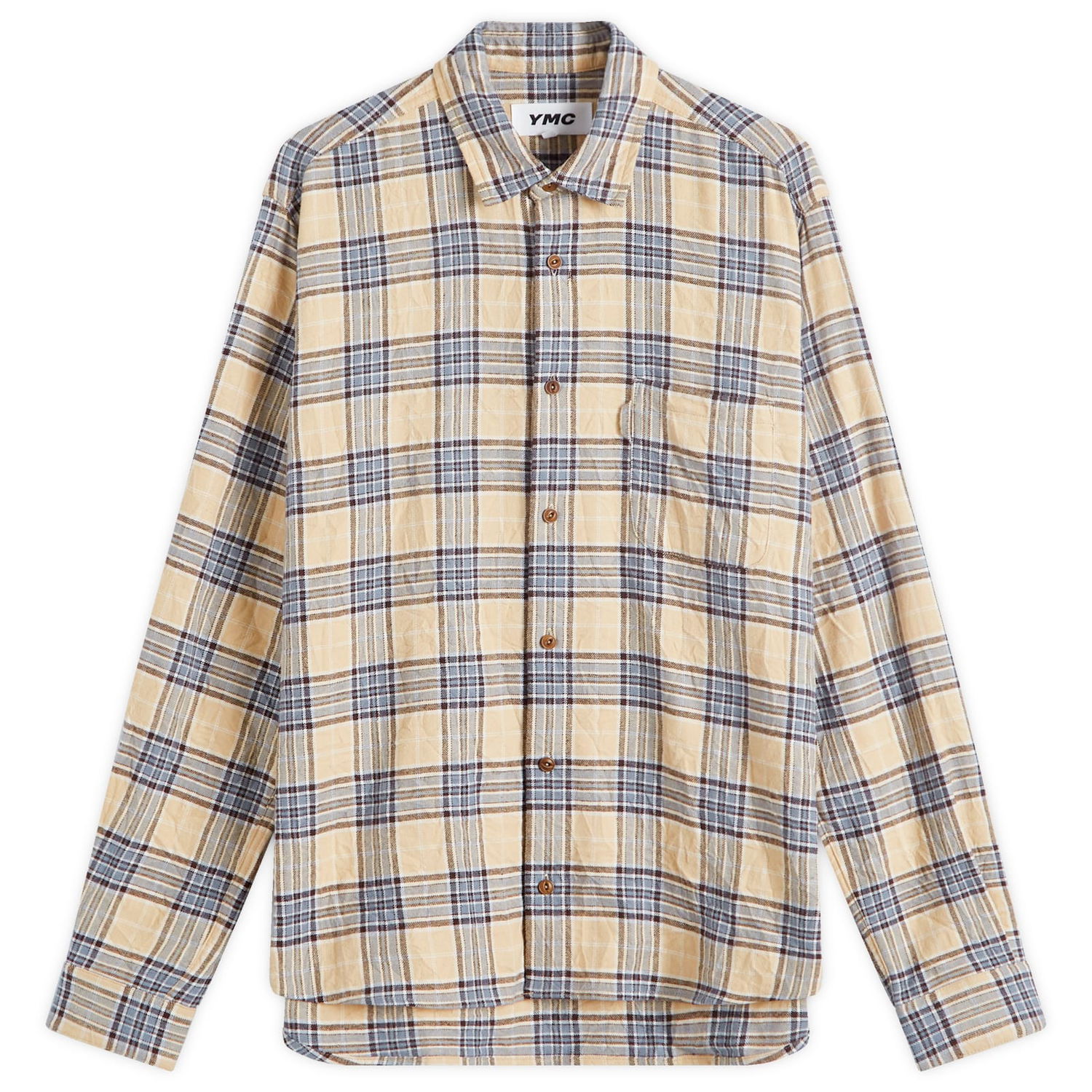 Košeľa YMC Curtis Check Shirt Béžová | P2XMI-20, 0