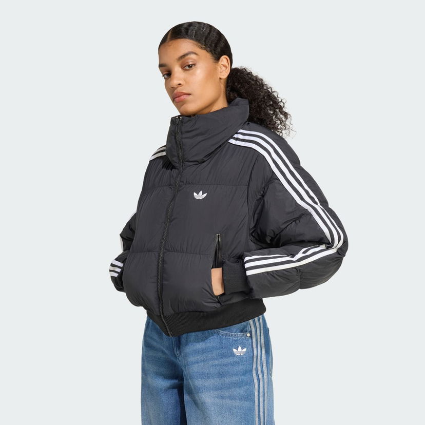 Prešívaná bunda adidas Performance Adicolor Cropped Puffer Jacket Čierna | JX2970