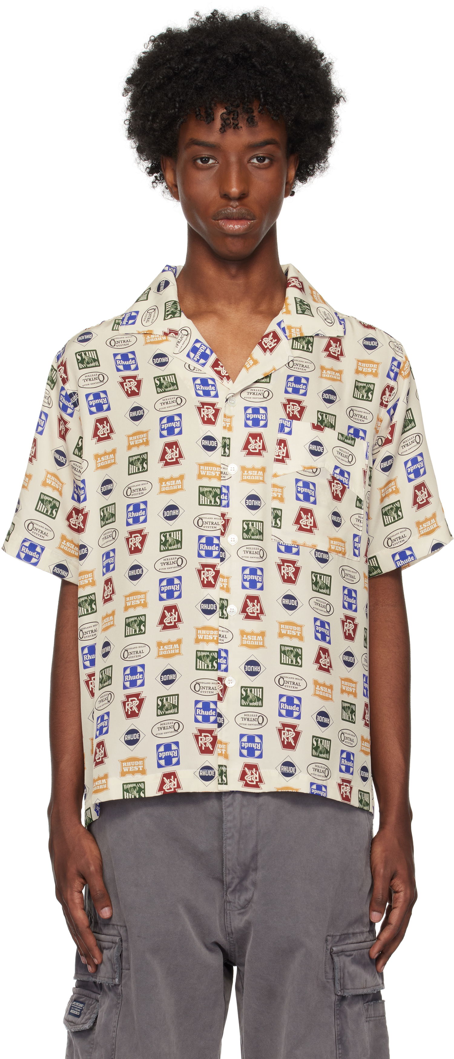 Košeľa Rhude Trucker Print Silk Shirt Béžová | RHFW24SR01092, 0