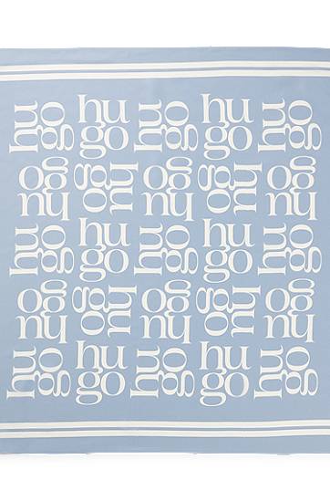 Šál BOSS Silk scarf with all-over graphic print Modrá | 50535470
