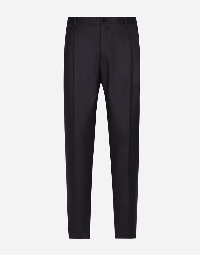 Nohavice Dolce & Gabbana Dolce & Gabbana Tailored Flannel Pants 52 Navy | GY6UETGI251B0665