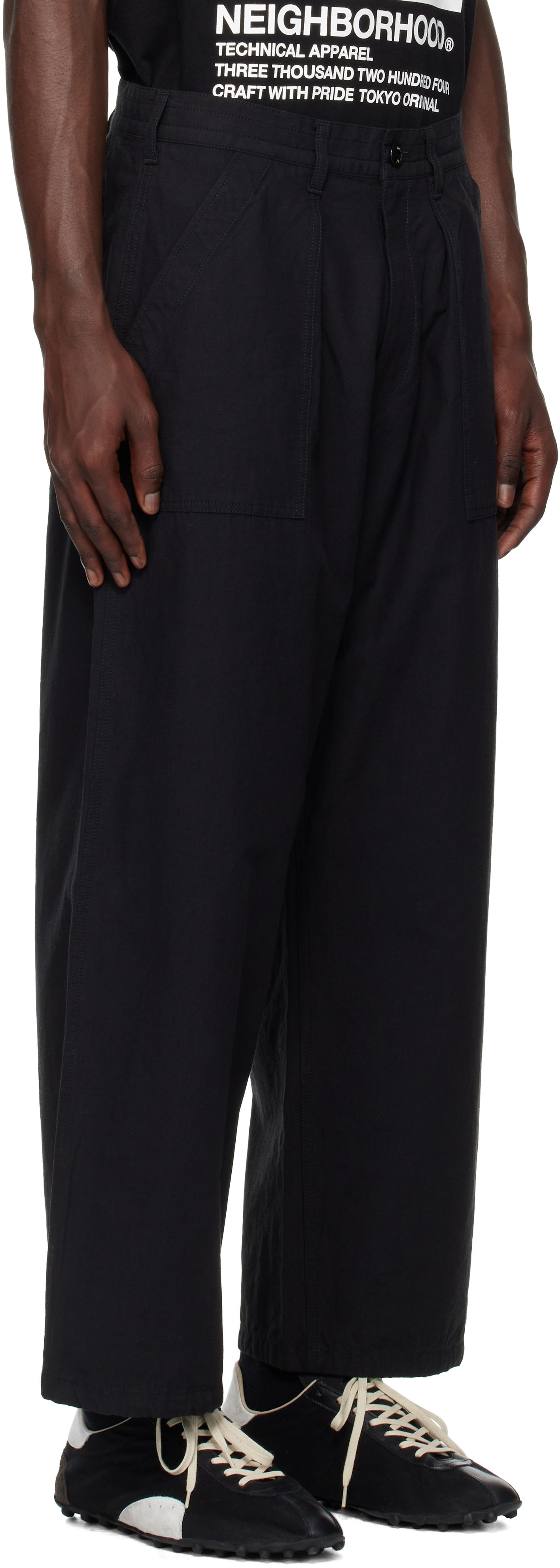 Nohavice Neighborhood Neighborhood Wide Baker Trousers Čierna | 251ZANH-PTM07, 1