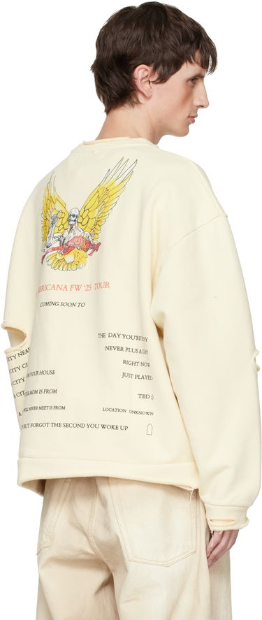 Mikina Who Decides War Ribbon Tour Distressed Graphic Sweatshirt Béžová | 1110540019FW25, 2