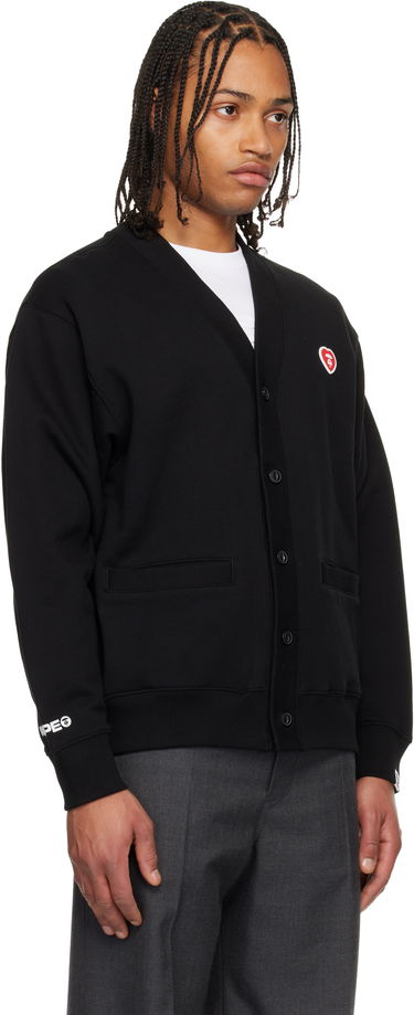 Sveter AAPE by A Bathing Ape 'AAPENOW' Heart Moonface Cardigan Čierna | AAPSWMC353XXPBKX, 1