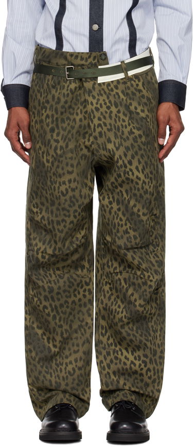 Džínsy Andersson Bell Andersson Bell Leopard Cross-Over Wide Leg Jeans Zelené | apa803u, 0