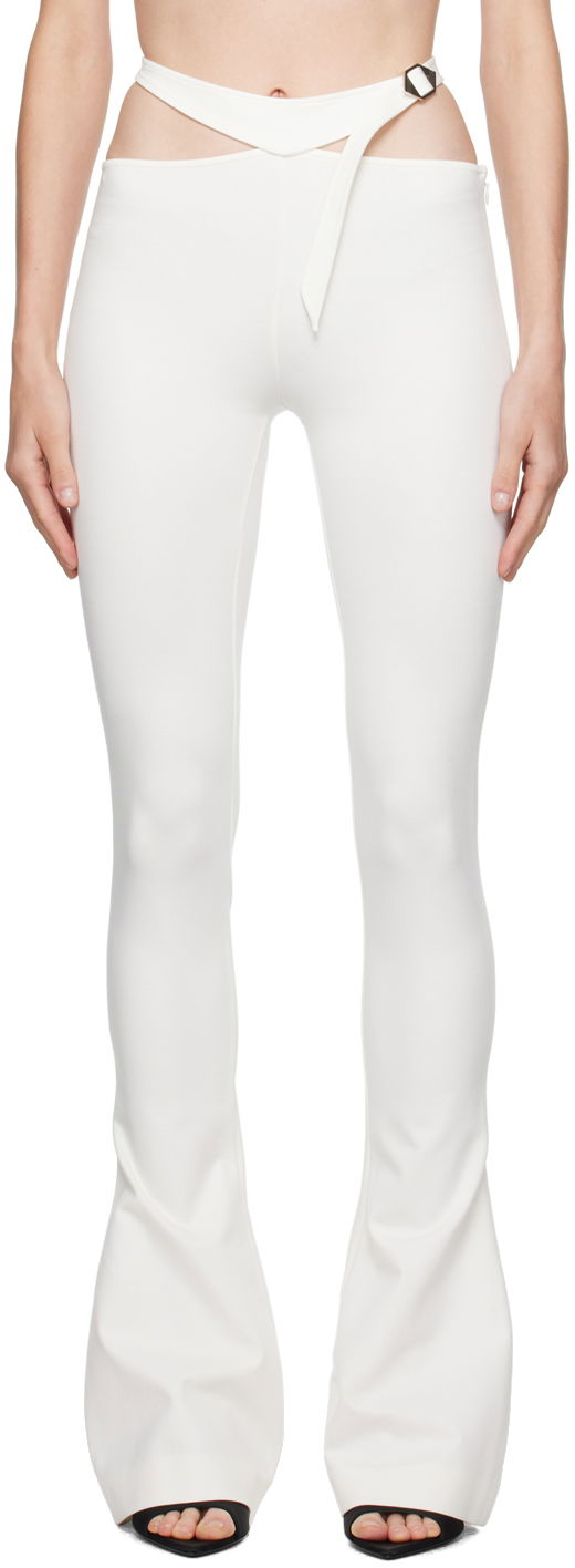Nohavice The Attico Attico Pin-Buckle Flare Pants Biela | 241WCP166 RY02, 0