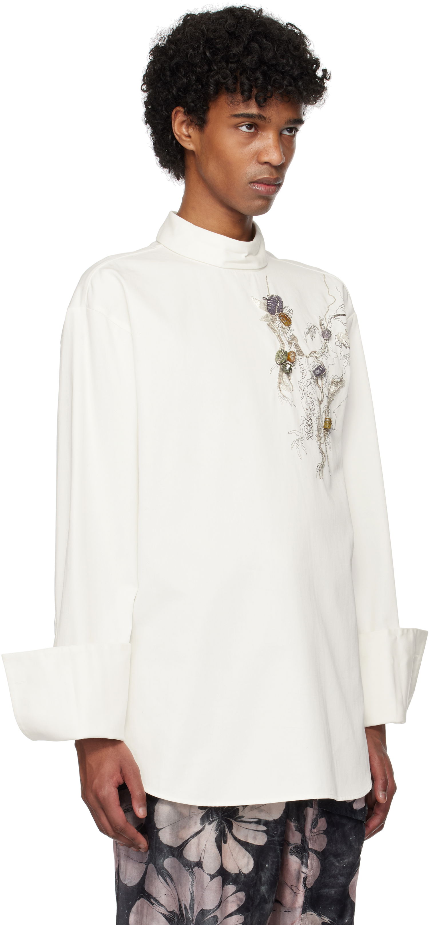 Košeľa Dries Van Noten Dries Van Noten Beaded Appliqué Shirt Biela | 251-020754-1473, 1