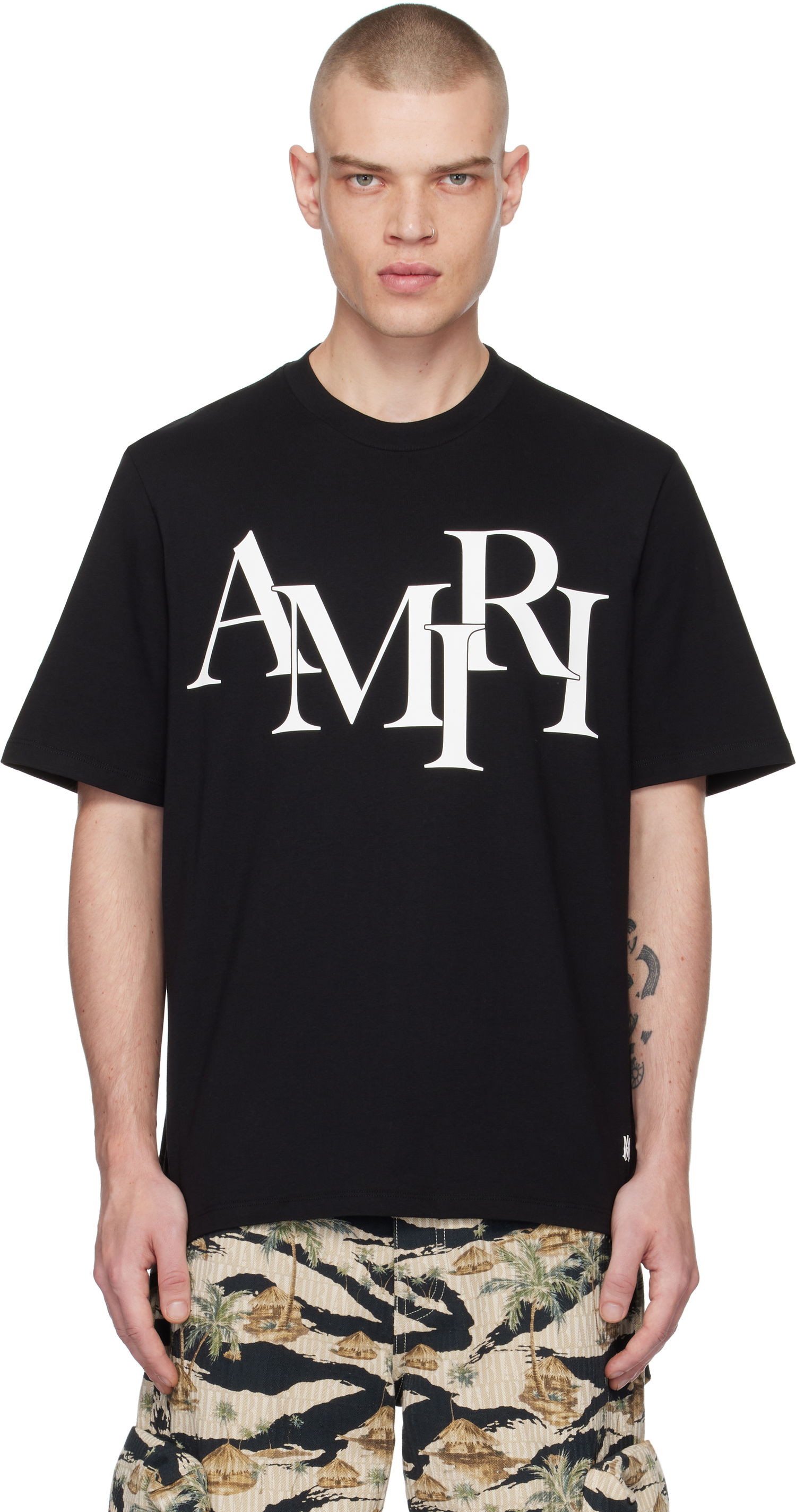 Tričko AMIRI Staggered Logo T-Shirt Čierna | AMJYTE1149, 0