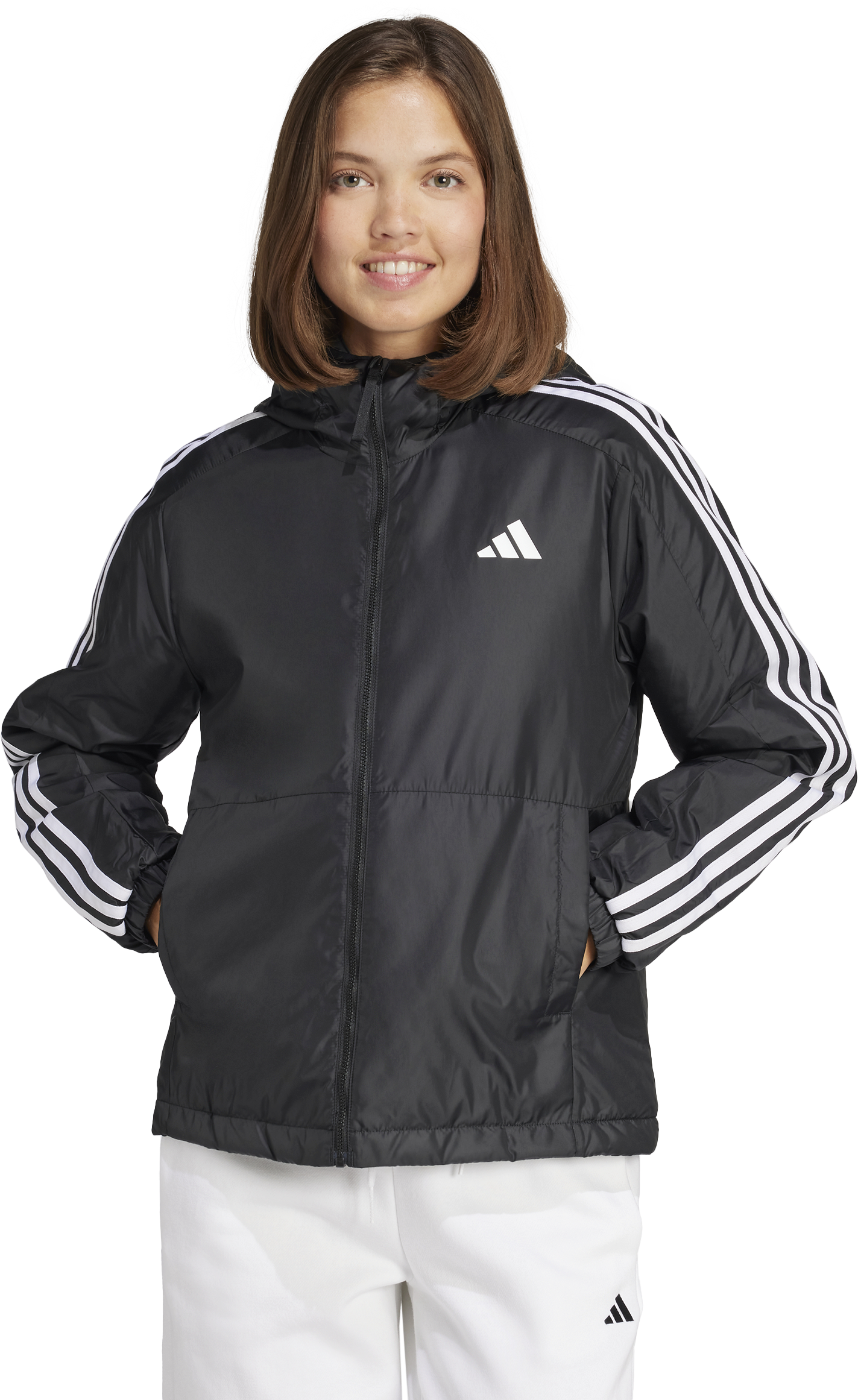 Bunda adidas Originals Essentials 3-Stripes Hooded Jacket Čierna | jd1025, 1