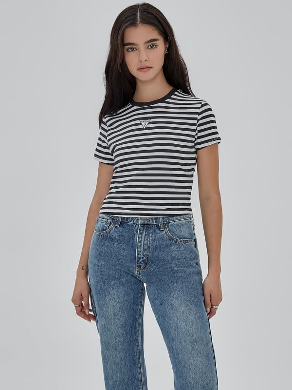 Tričko GUESS Originals Striped Stretch T-Shirt Navy | W4RI89J1314, 0