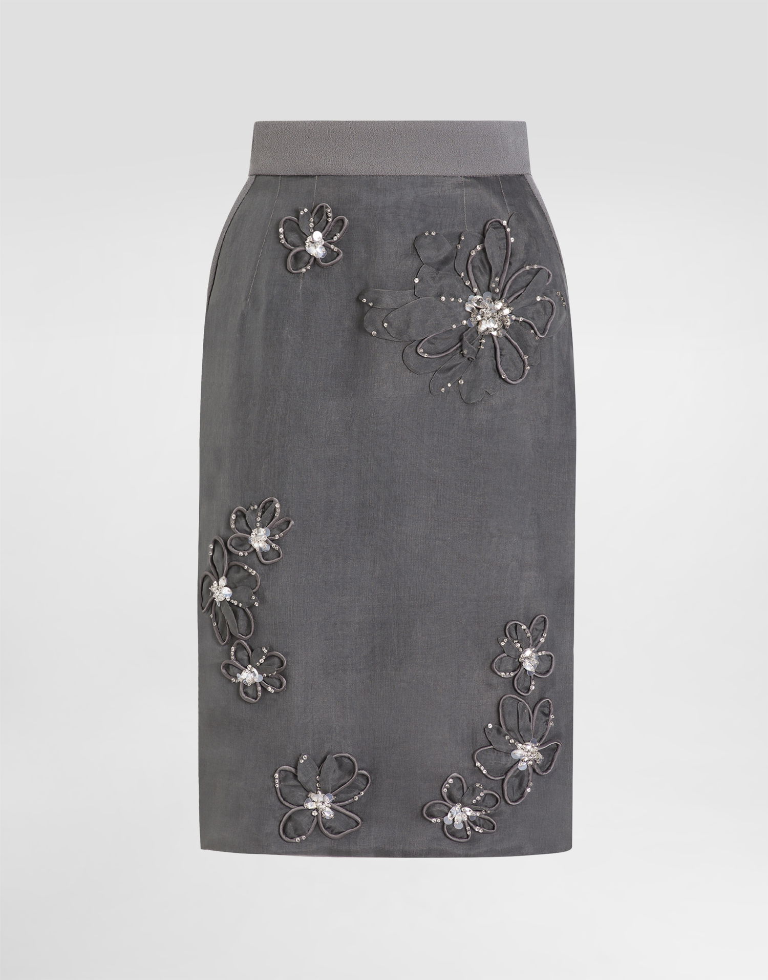 Sukňa Dolce & Gabbana Dolce & Gabbana Organza Midi Skirt with Floral Embroidery Šedá | F4C1BZGDCTCS8400, 0