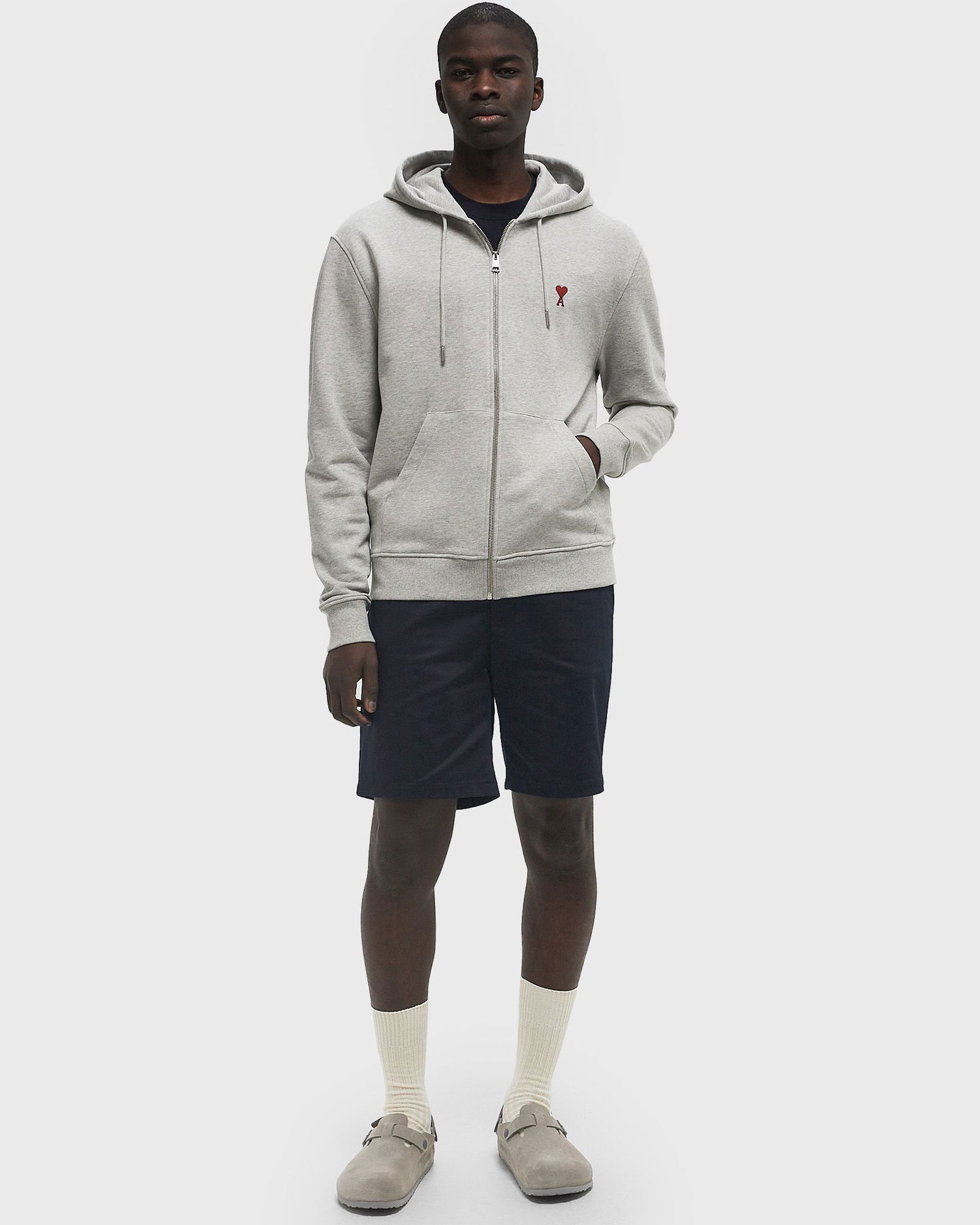Mikina AMI AMI Paris Classic Ami de Coeur Zip Hoodie XXL Šedá | BFUSW435.730-0951, 1