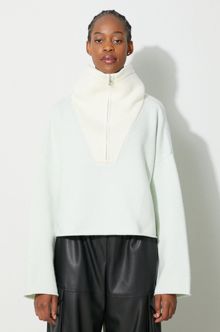 Sveter JW Anderson Half Zip Cropped Sweater Zelené | KW0579.YN0157, 0