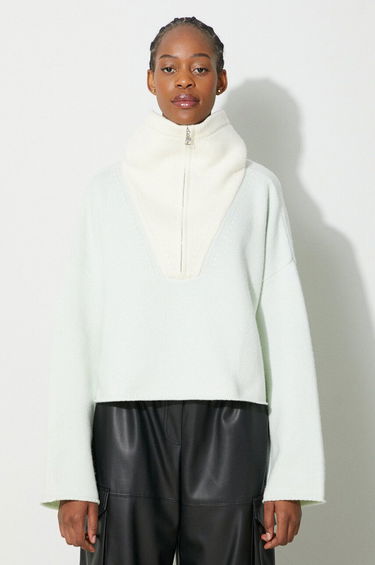 Sveter JW Anderson Half Zip Cropped Sweater Zelené | KW0579.YN0157, 0