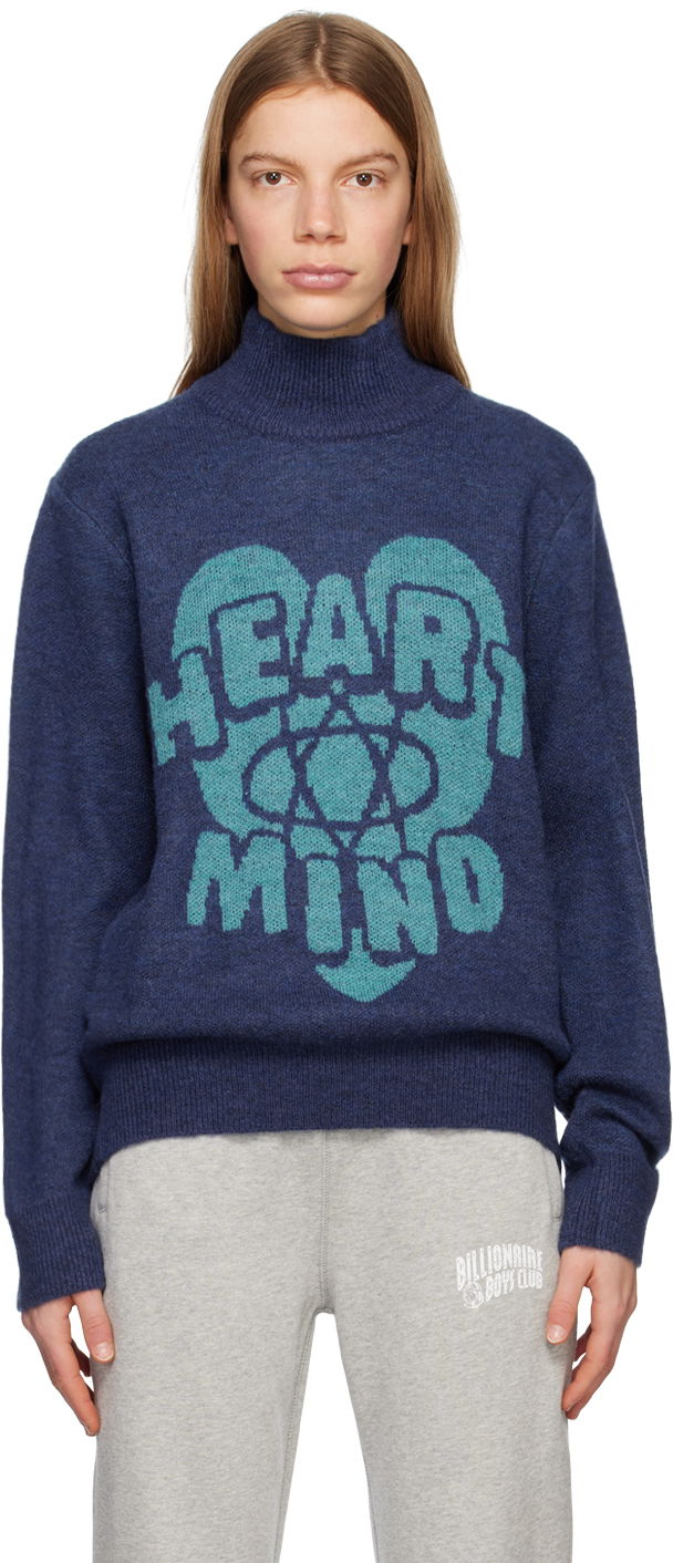Sveter BILLIONAIRE BOYS CLUB Billionaire Boys Club Heart and Mind Turtleneck Sweater Modrá | B23142, 0