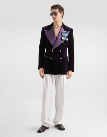 Bunda Dolce & Gabbana Sicilia Double-breasted Smooth Velvet Jacket Fialová | G2VO3ZFUVG7B0324, 1