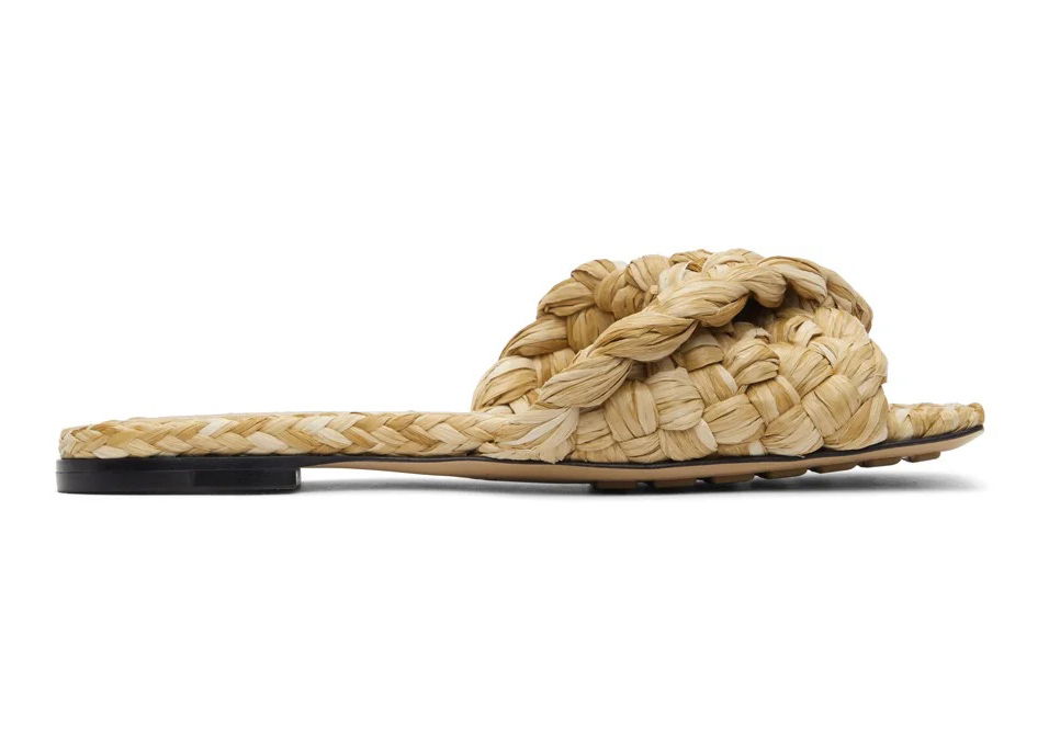 Tenisky a topánky Bottega Veneta Raffia Stretch Flat Sandals Béžová | 651860V0GM02627, 0