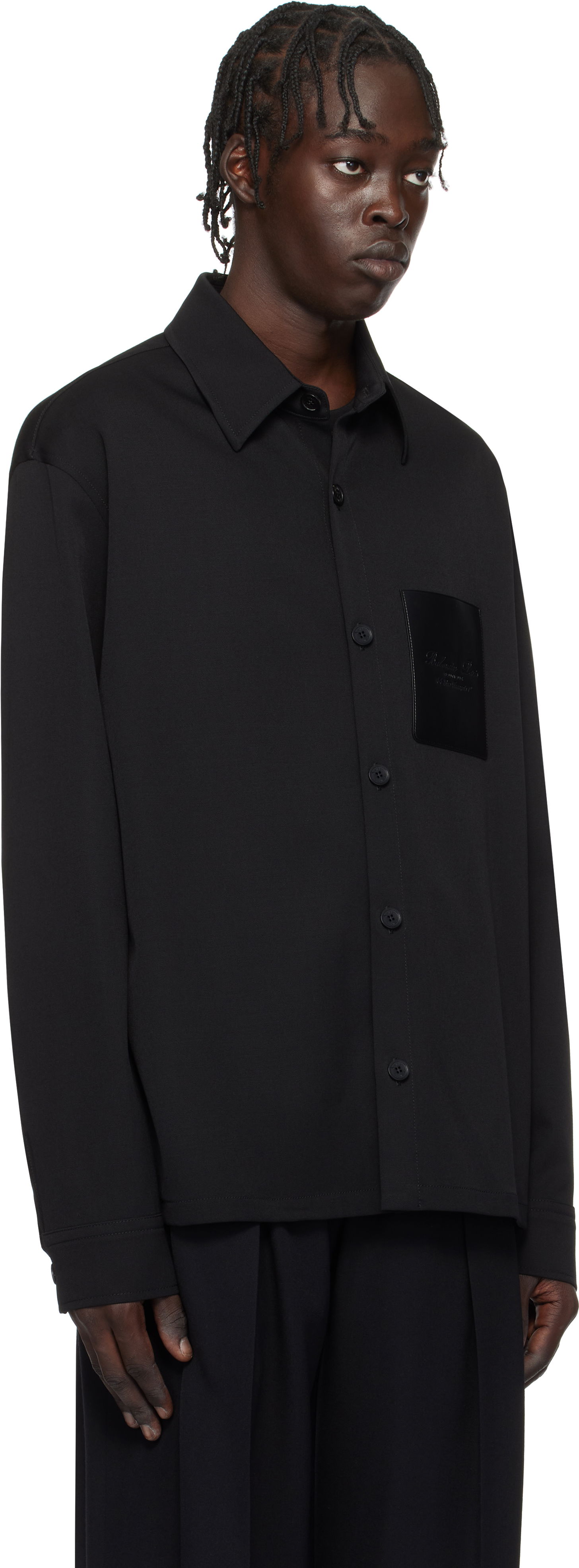Košeľa Balmain Couture Label Long Sleeve Shirt Čierna | EH1HS391WB01, 1