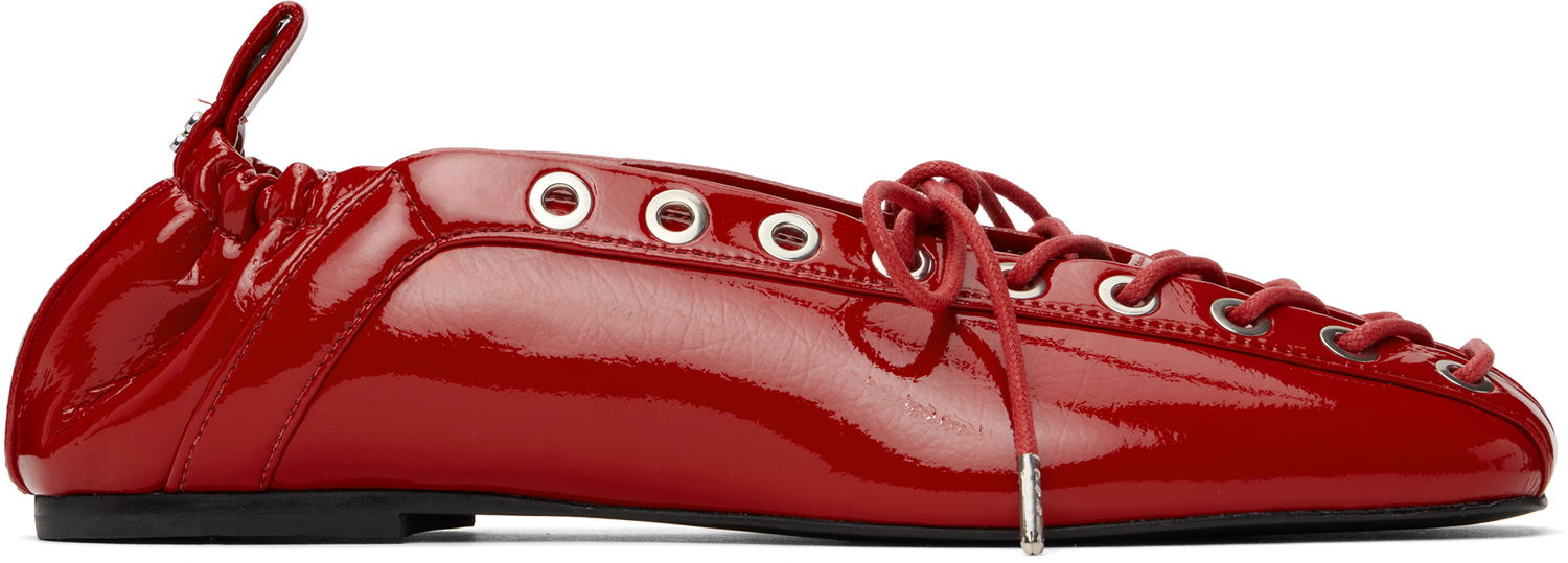 Oblečenie GANNI GANNI Lace-Up Ballerina Flats Červená | S3087, 0