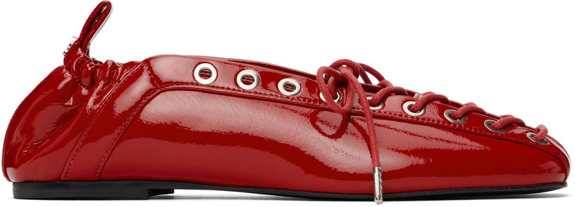 Oblečenie GANNI GANNI Lace-Up Ballerina Flats Červená | S3087