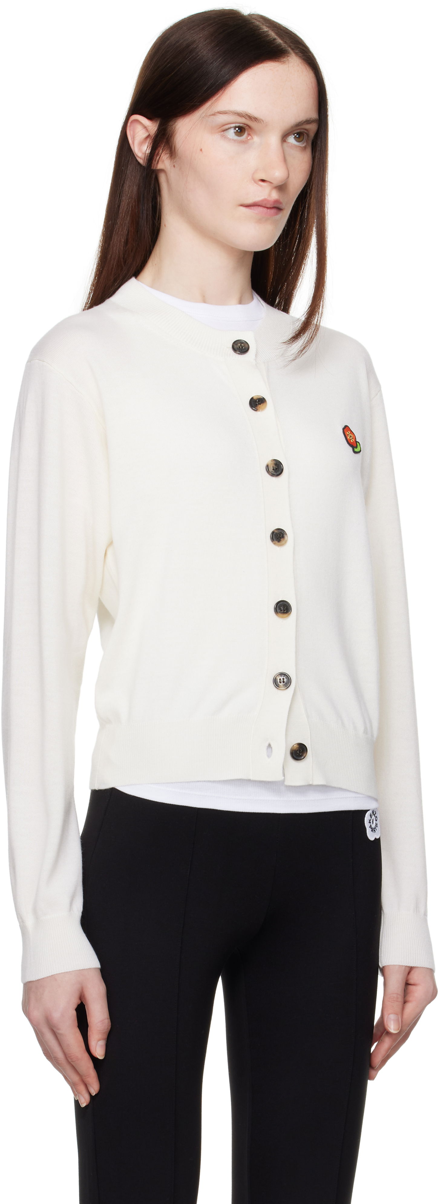 Sveter KENZO ' Pop' Embroidered Crewneck Cardigan Biela | FF52CA4823LB, 1