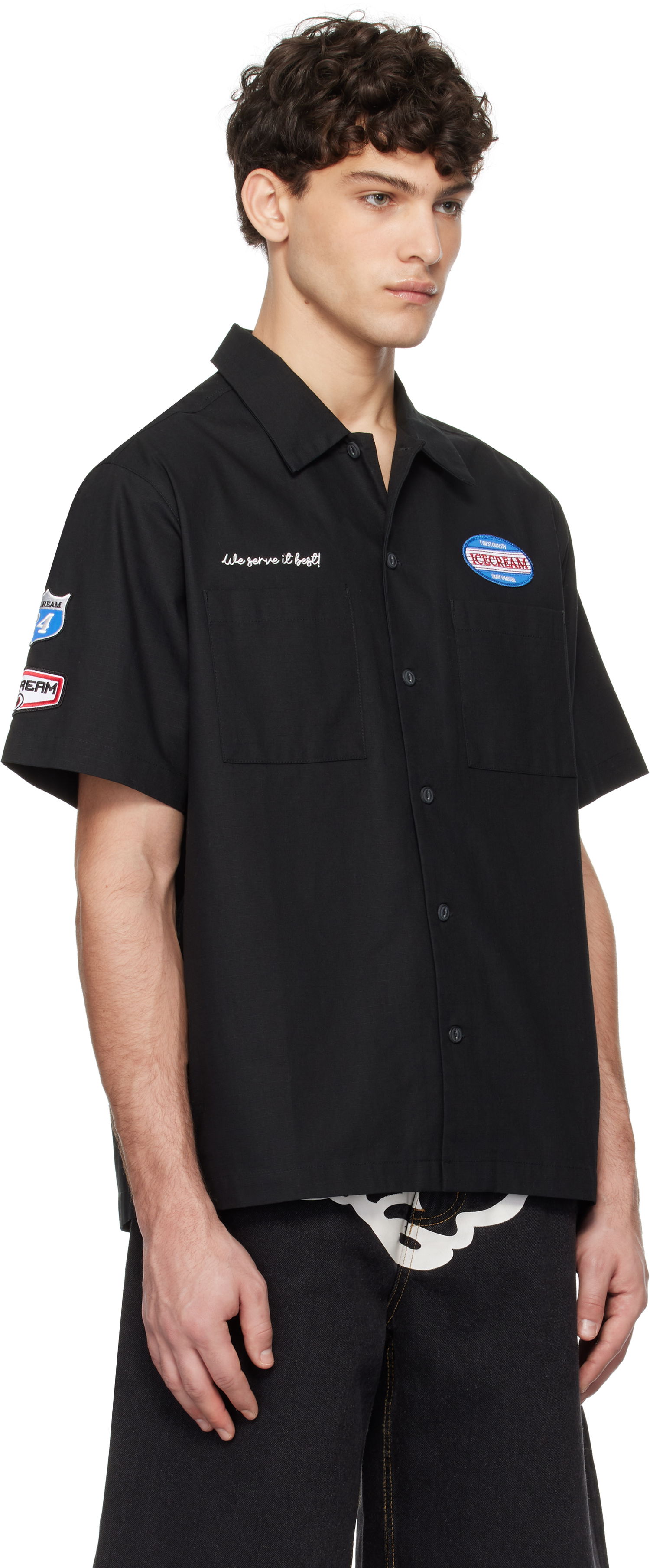 Košeľa BBC IceCream ICECREAM Short Sleeve Patch Work Shirt Čierna | ICW006, 1