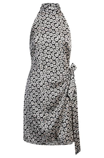 Šaty BOSS Daisy-Print Halterneck Wrap Dress Čierna | 50537023, 0