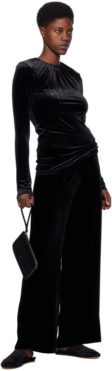 Tričko TOTEME Gathered Long Sleeve T-Shirt Čierna | 241-WRT1062-FB0078, 3