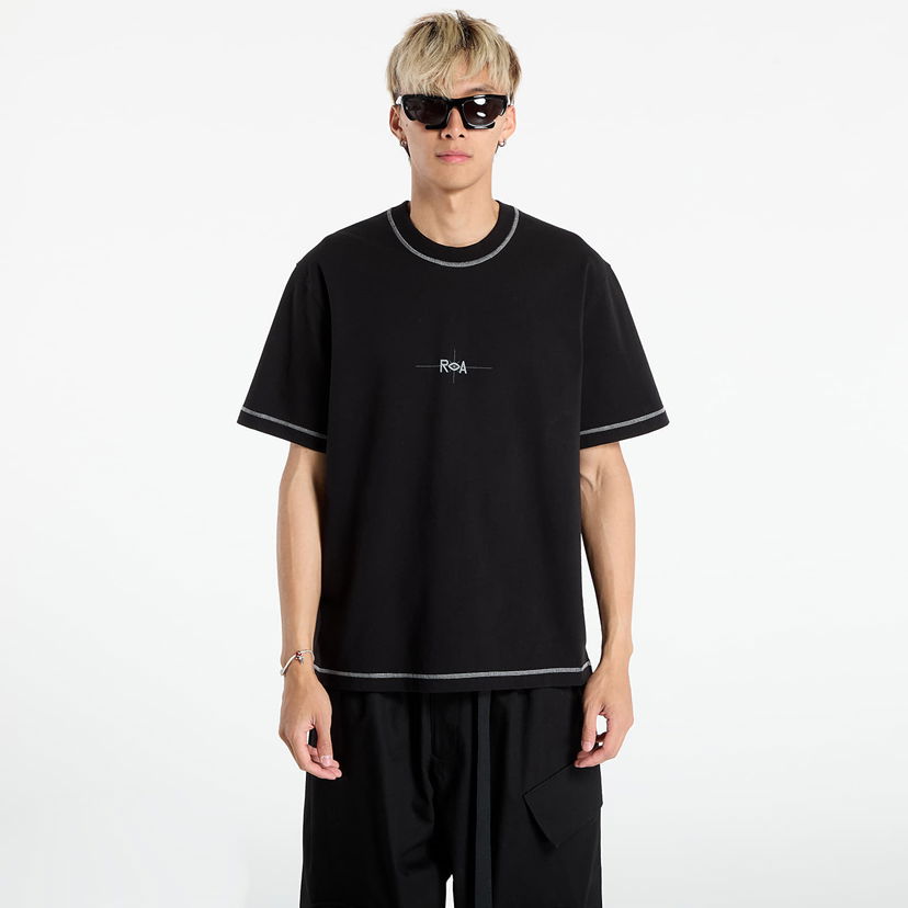 Tričko ROA ROA Info Stitch Organic T-Shirt Čierna | RBMW0545JY58 BLK0001