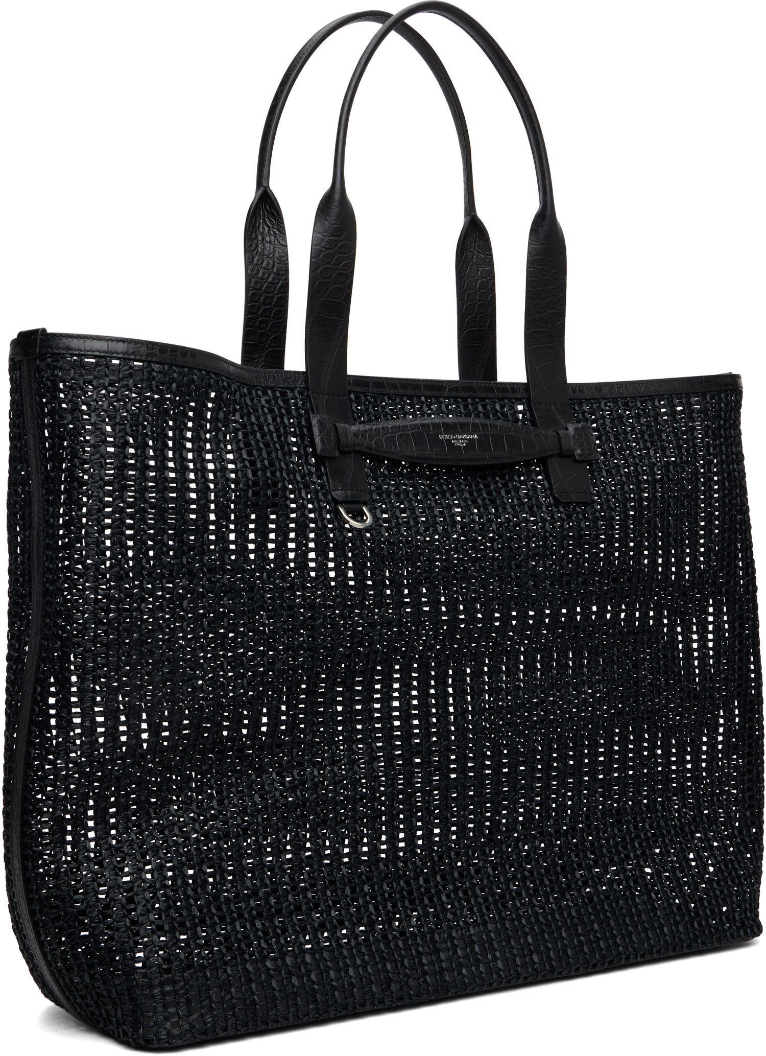 Tote bag Dolce & Gabbana Dolce&Gabbana Woven Mesh & Calfskin Shopper Tote Čierna | BM2453A9O94, 1