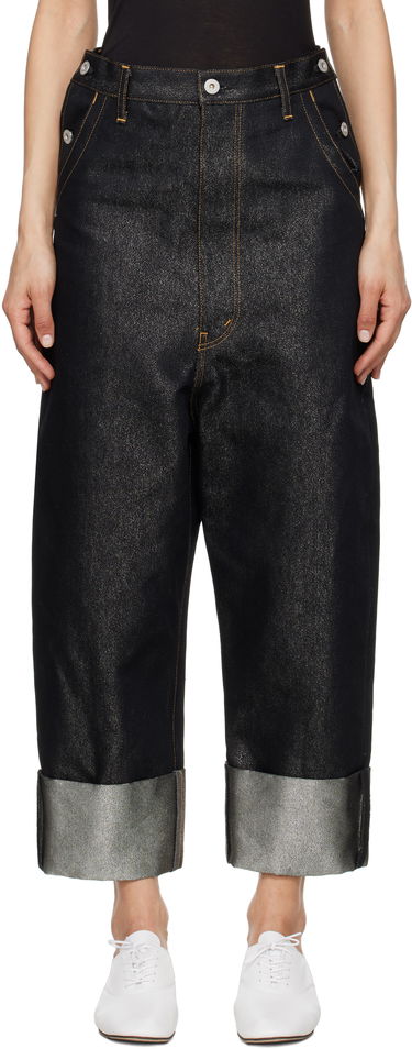 Džínsy Junya Watanabe Junya Watanabe Glitter Denim Cropped Jeans Čierna | JO-P018-051-1, 0
