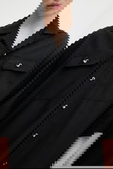 Košeľa Rick Owens Magnum Tommy Relaxed Fit Camp Collar Shirt with Chest Pockets Čierna | DU01E3290.NR, 3