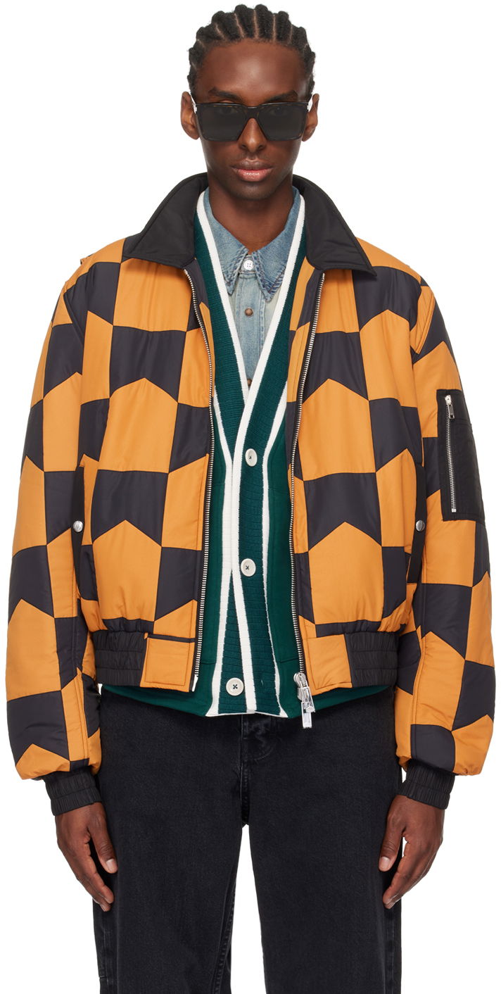 Checkered Print Bomber Jacket