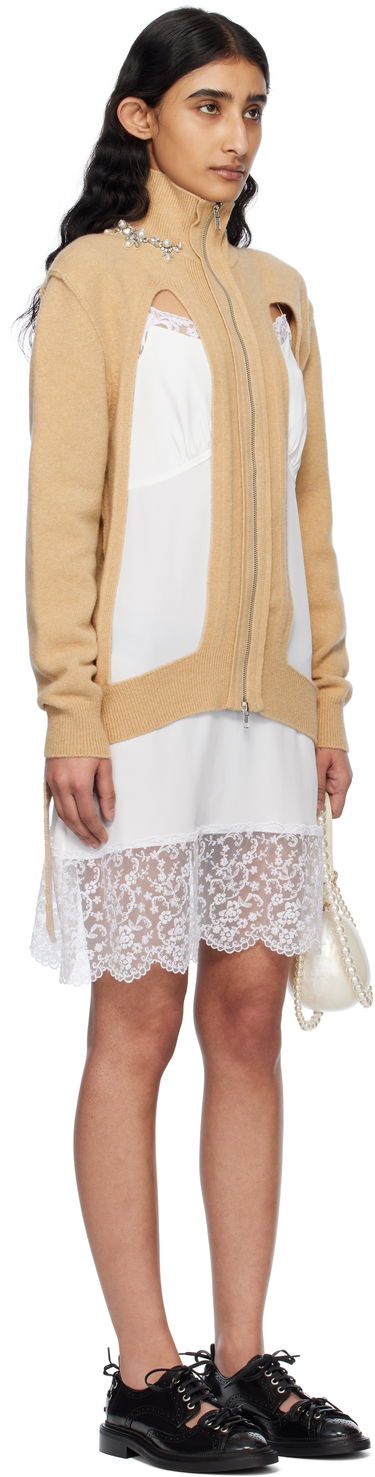 Šaty Simone Rocha Simone Rocha Embellished Window Zip Cardigan Béžová | LMK4BW 0660, 1