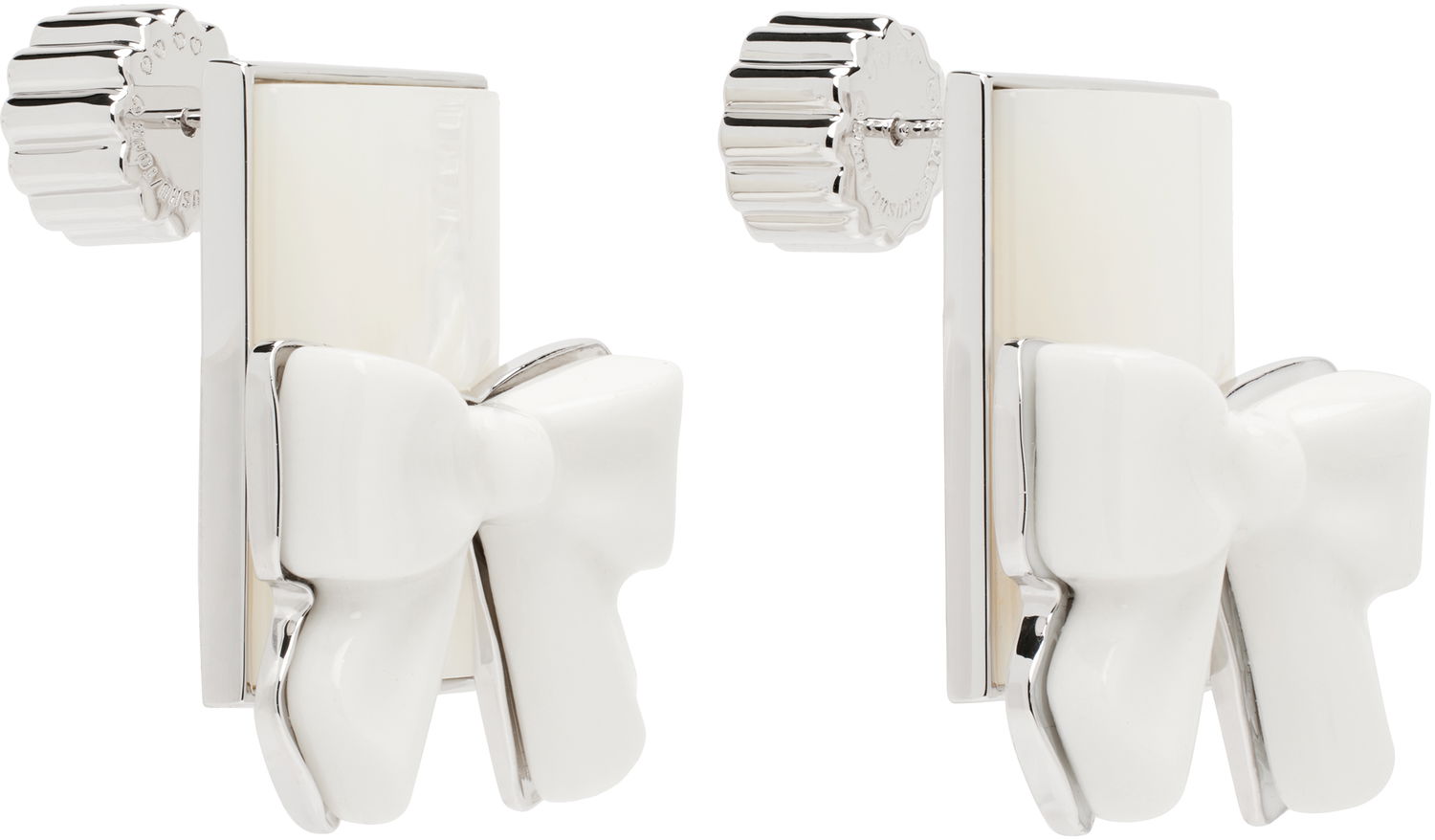 Náušnice SHUSHU/TONG YVMIN Edition Bowknot Square Earrings Biela | 25615WHT00DN2, 1