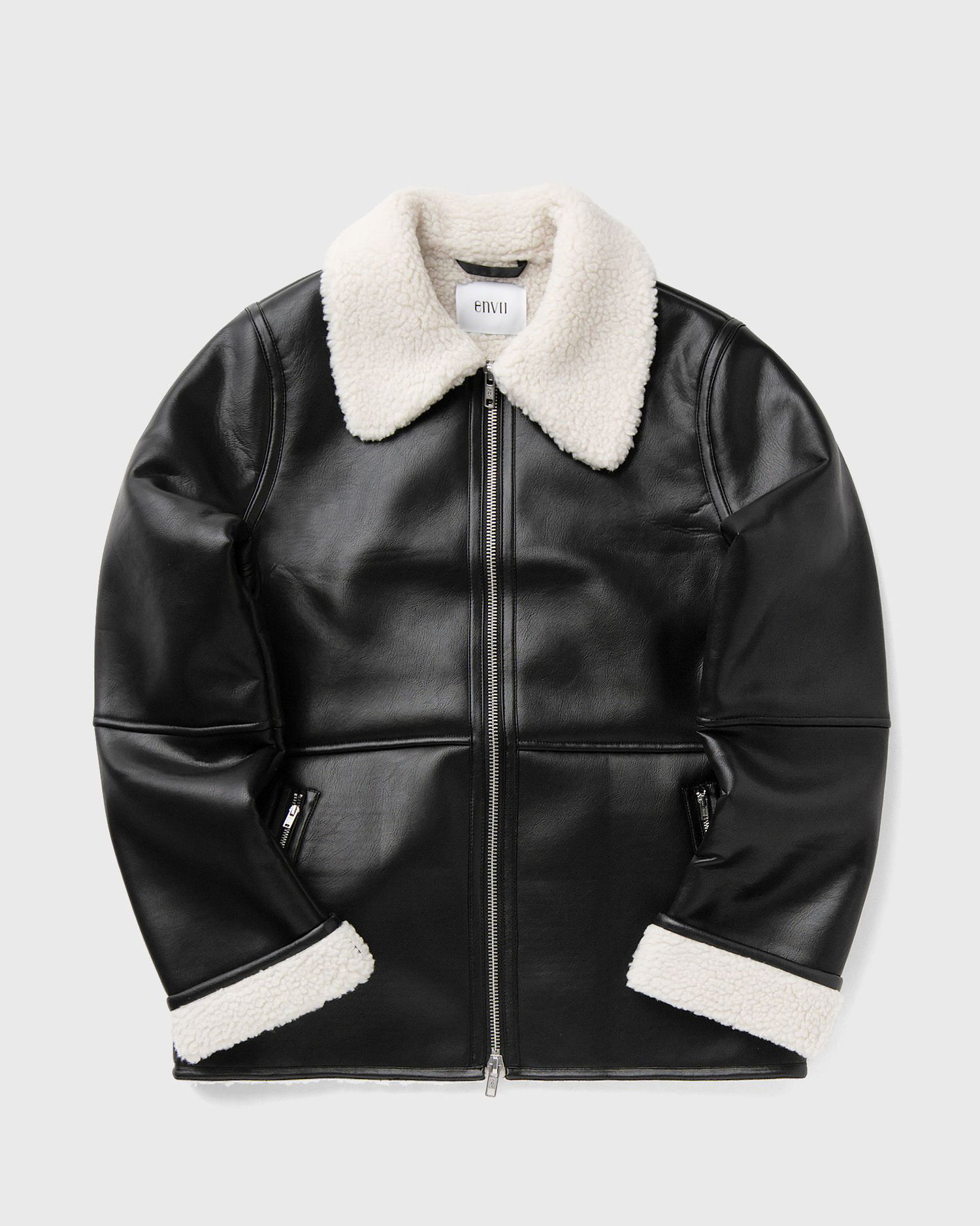 Kabáty envii ENELLIS Faux Leather Jacket with Borg Collar and Cuffs Čierna | E24400099-BLACK, 0