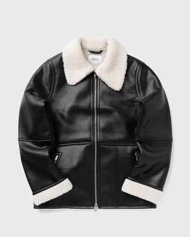 Kabáty envii ENELLIS Faux Leather Jacket with Borg Collar and Cuffs Čierna | E24400099-BLACK, 0