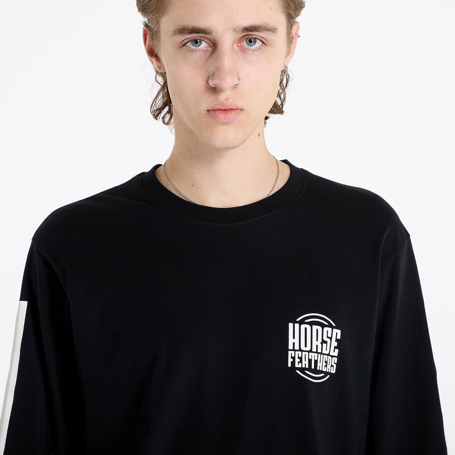 Tričko Horsefeathers Tall Typo Long Sleeve T-Shirt Black M Čierna | SM1356A, 1