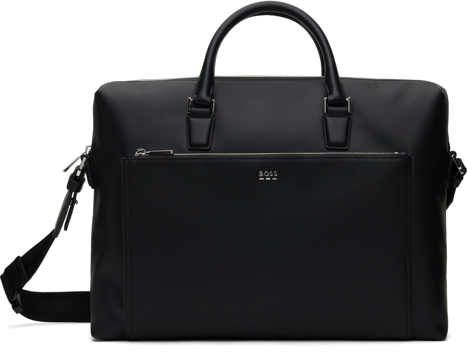 Taška cez rameno BOSS BOSS Grained Faux-Leather Briefcase Čierna | 50536088, 0