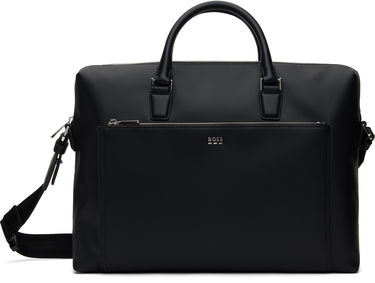 Taška cez rameno BOSS BOSS Grained Faux-Leather Briefcase Čierna | 50536088, 0