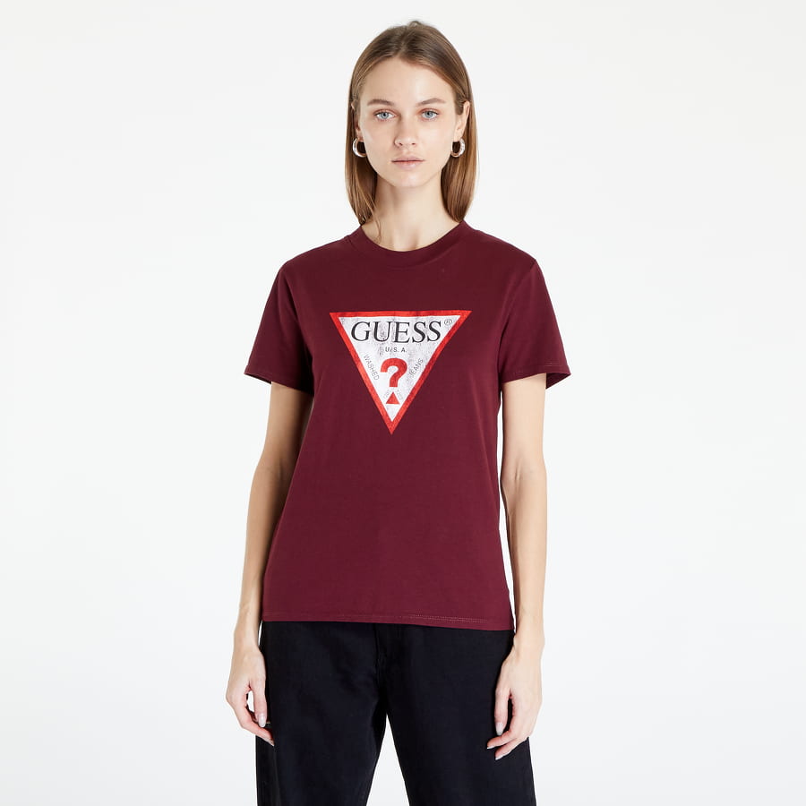 Tričko GUESS Eco Triangl Logo T-Shirt Vínová | W2BI69K8FQ1-A502, 0