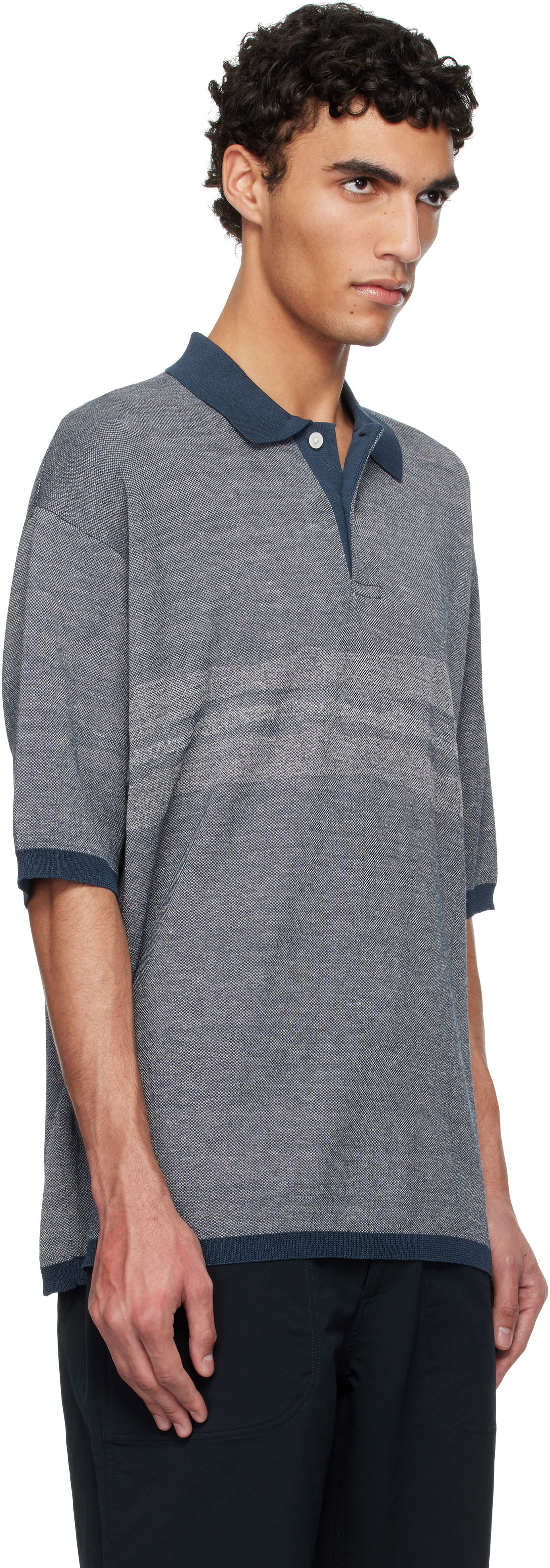 Polo tričko NANAMICA nanamica Linen Knit Polo Modrá | S25SH016U, 1