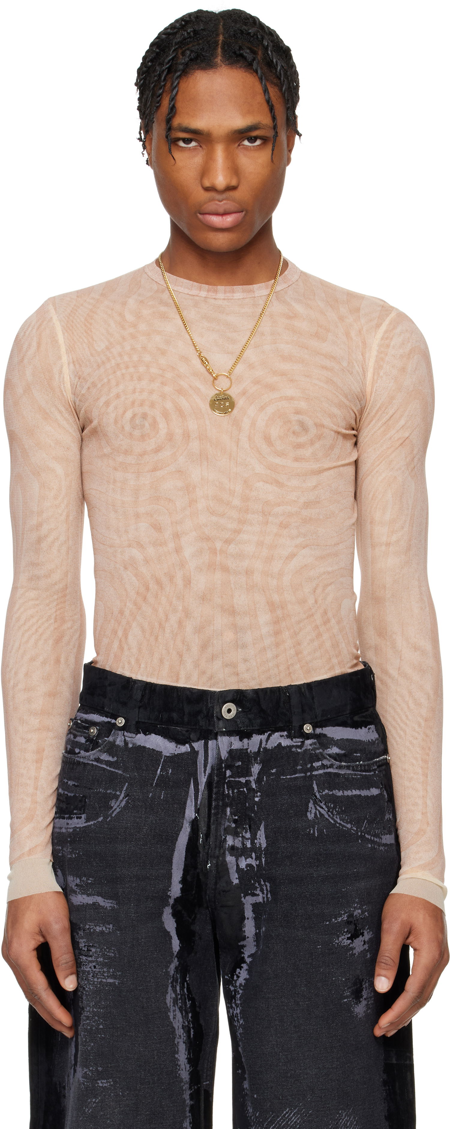 Tričko Jean Paul Gaultier Jean Paul Gaultier 'The Spirale' Long Sleeve T-Shirt Béžová | 25/34-F-TO270-T587-2026, 0